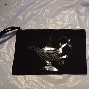 Black Clutch with Silver Lamp Design